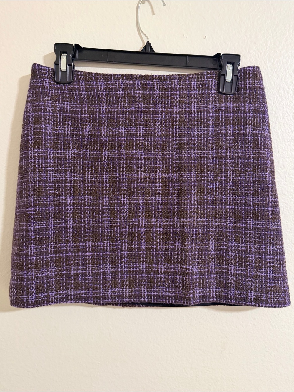 Joseph Purple Plaid Tweed Mini Skirt